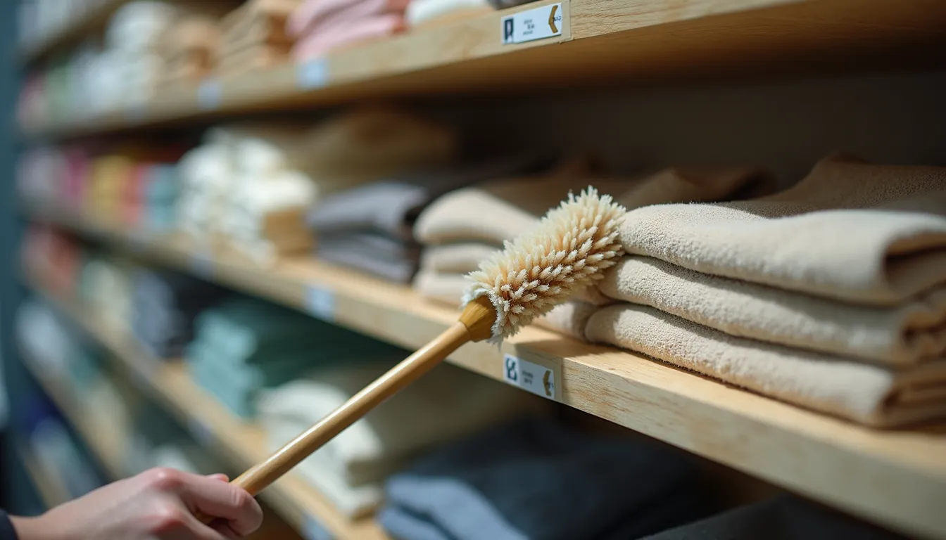 Close-up view of a well-dusted and organized retail shelf in Dublin